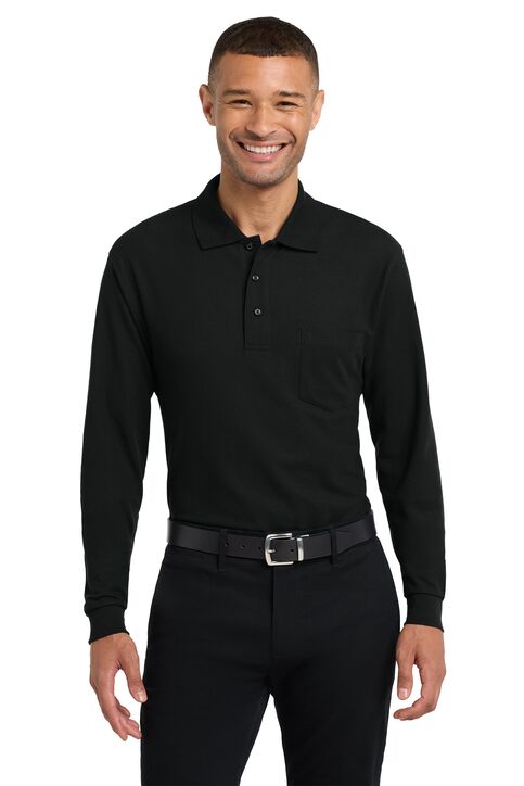 Custom Long Sleeve Polo Shirt with Pocket - Image 5
