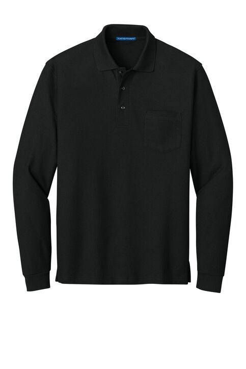 Custom Long Sleeve Polo Shirt with Pocket - Image 2