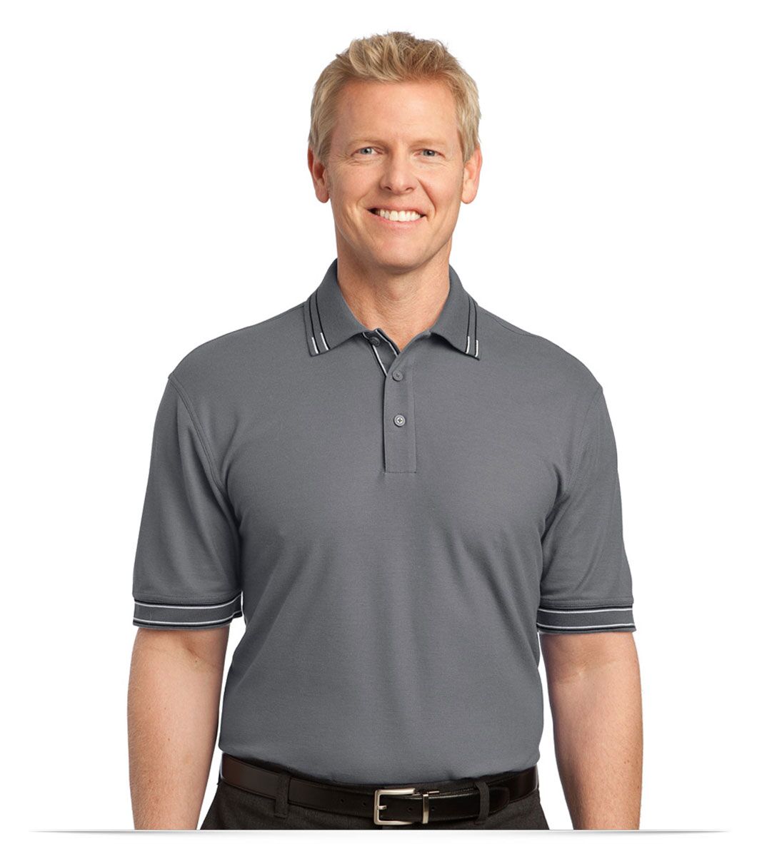 Custom Logo Men’s Easy Care Tipped Polo