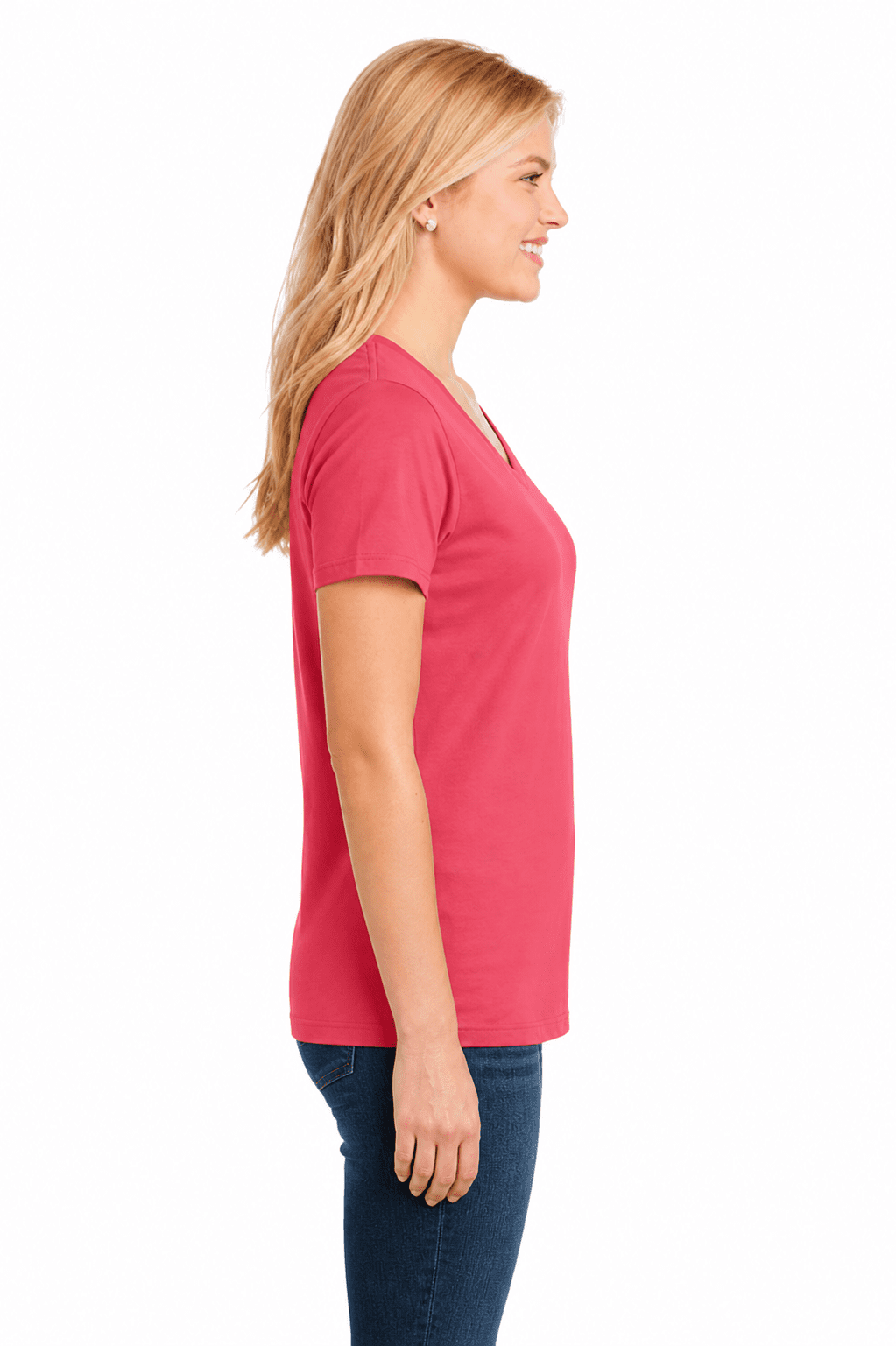 Port and Company Ladies 100% Cotton V-Neck Tee - Image 2