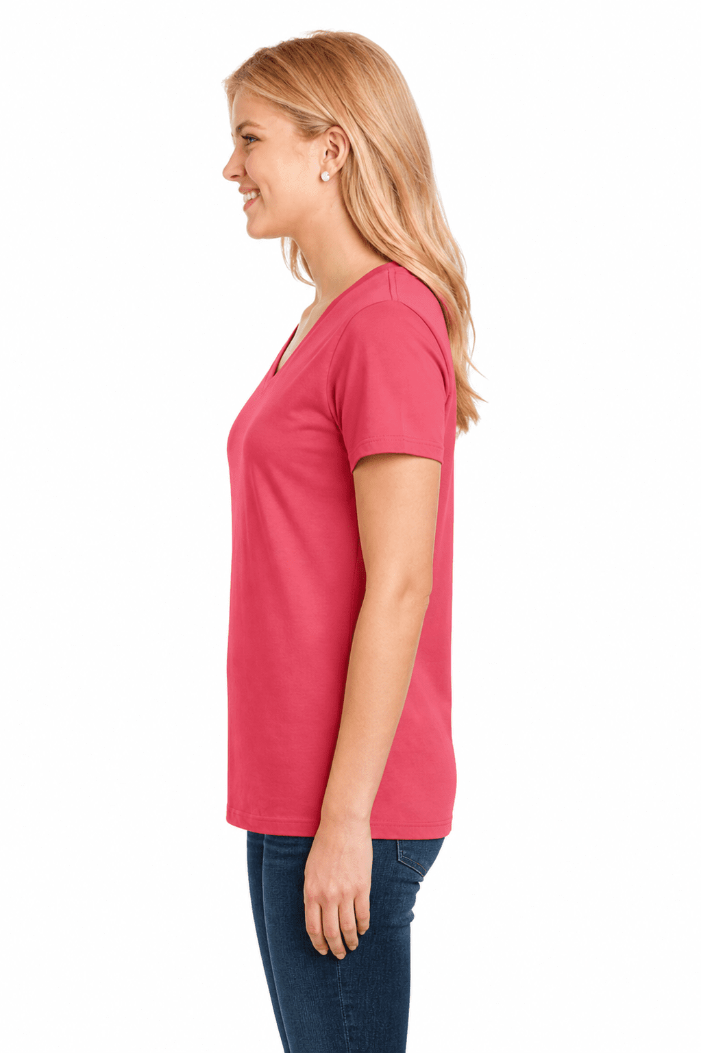 Port and Company Ladies 100% Cotton V-Neck Tee - Image 3
