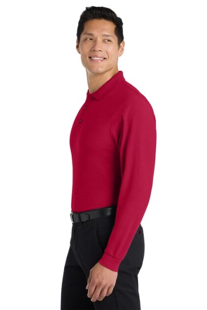 50/50 Pique Long Sleeve Polo Shirt - Image 3