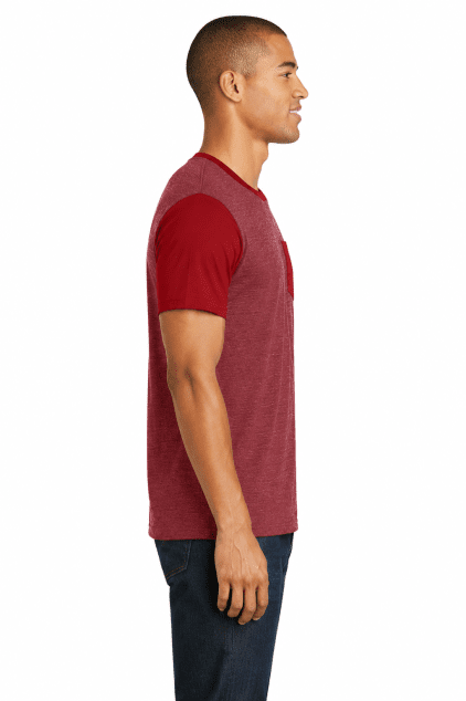 District Men's Tee Contrast Sleeves & Pocket - Image 2