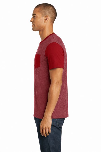 District Men's Tee Contrast Sleeves & Pocket - Image 3