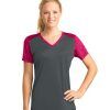 Customize Sport-Tek Ladies Colorblock V-Neck Tee