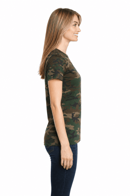 District Ladies Camo Crew Tee - Image 2