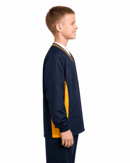 Sport-Tek Youth Tipped V-Neck Raglan Wind Shirt - Image 2