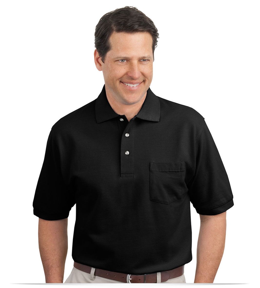 Embroidered Logo Pique Knit Pocket Polo Shirt