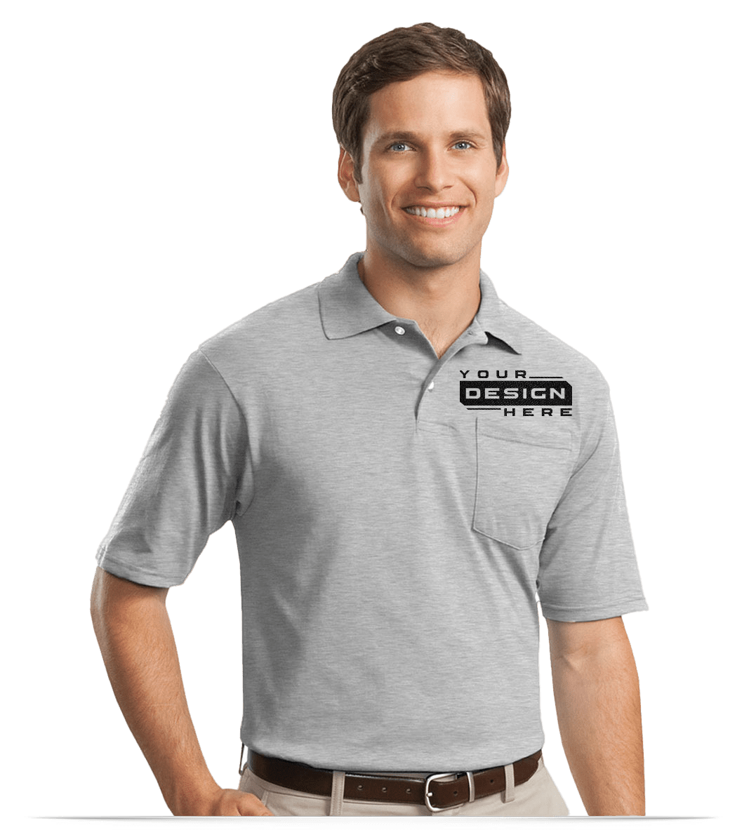 Custom Logo Pocket Polos for Men Embroidered