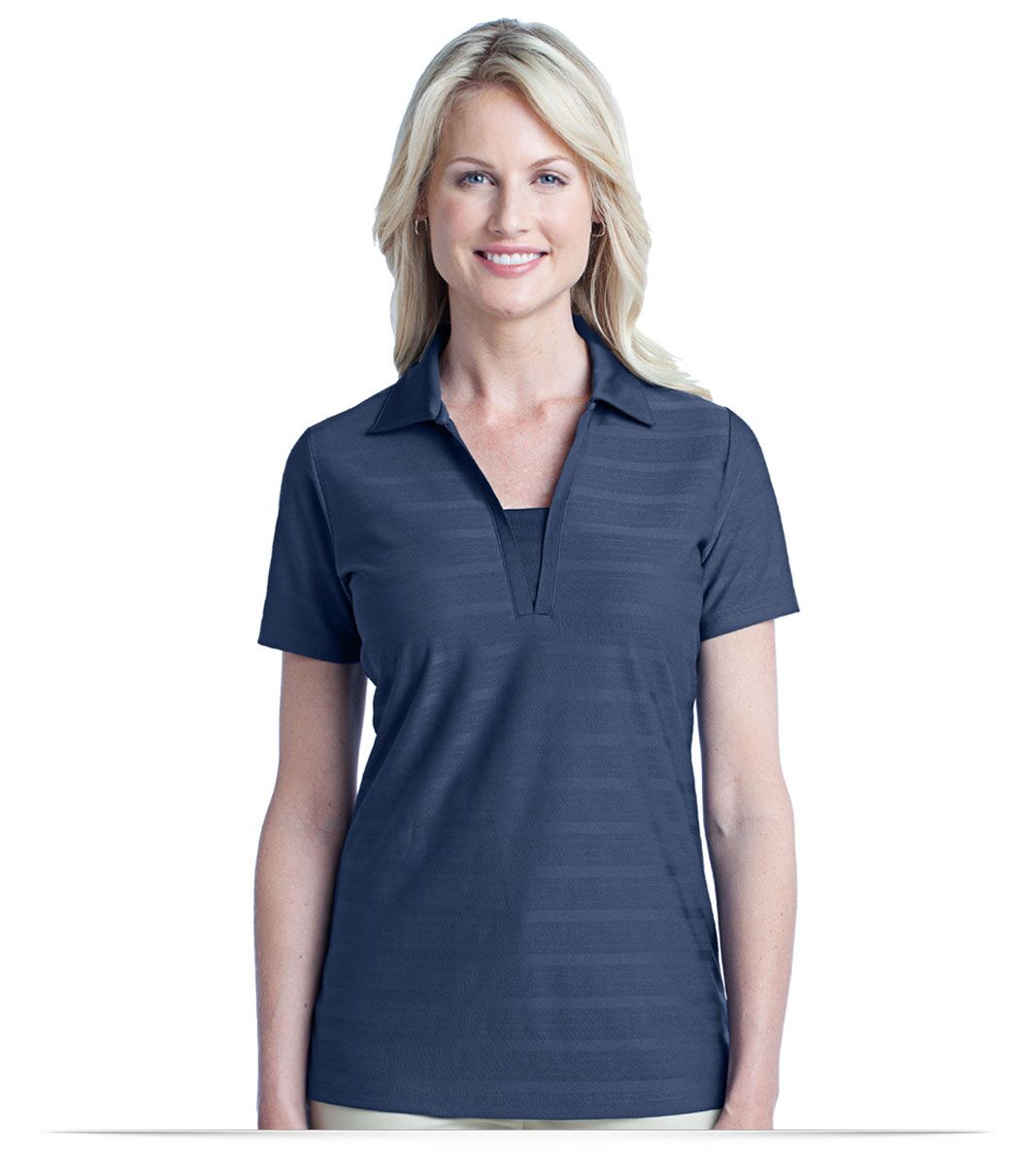 Embroidered Ladies Horizontal Pattern Polo shirt