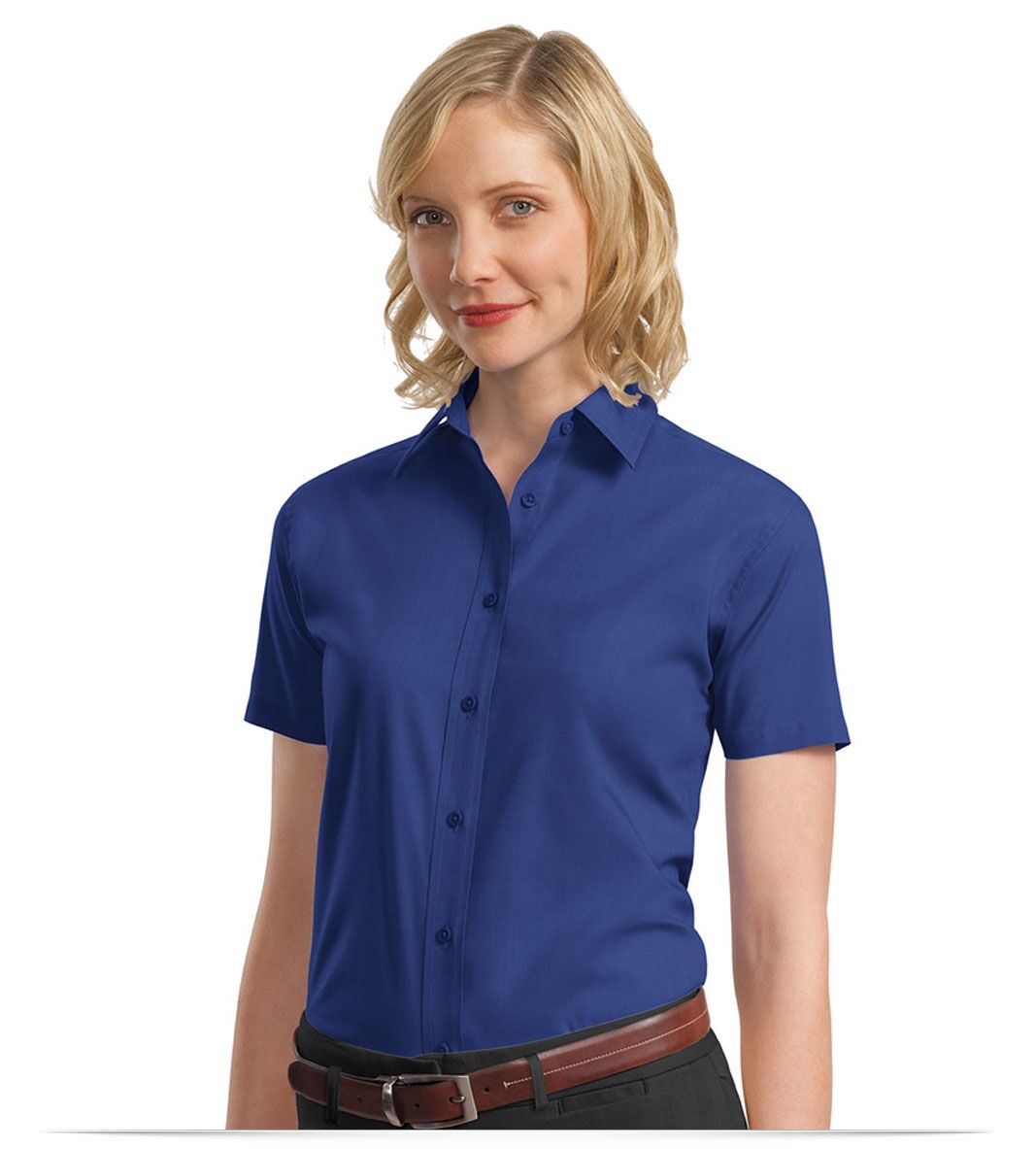 Customize Ladies Short Sleeve Value Poplin Shirt