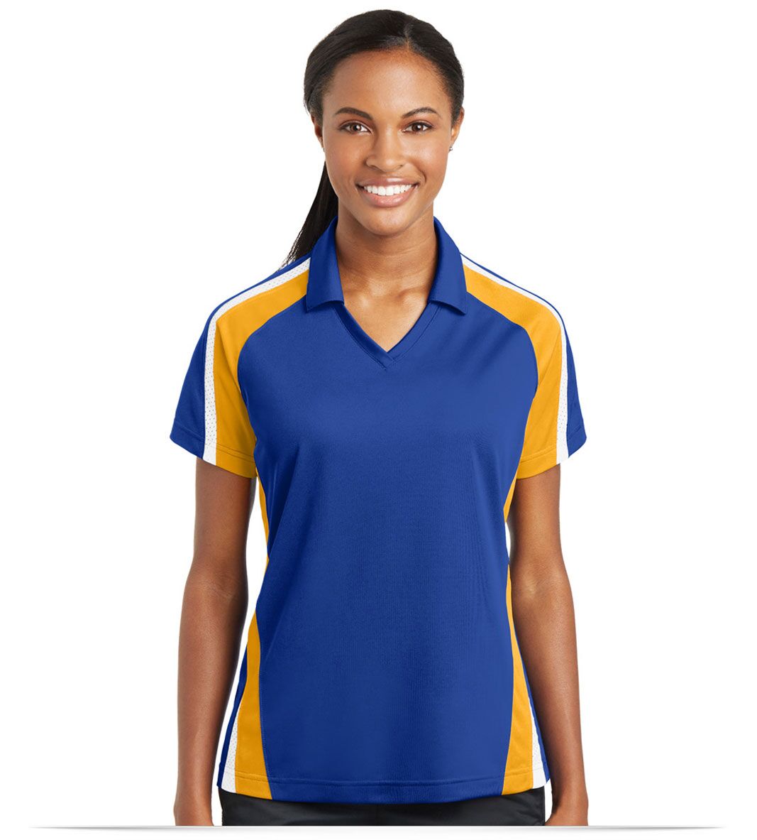 Custom Logo Sport Tek Ladies Tricolor Microp Sport Wick Polo