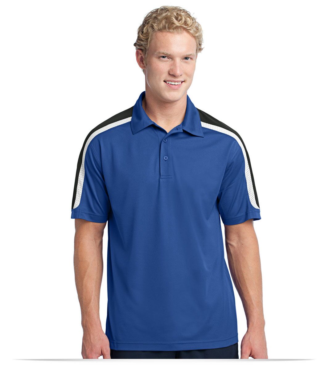 Custom Logo Sport Tek Tricolor Shoulder Sport Wick Polo