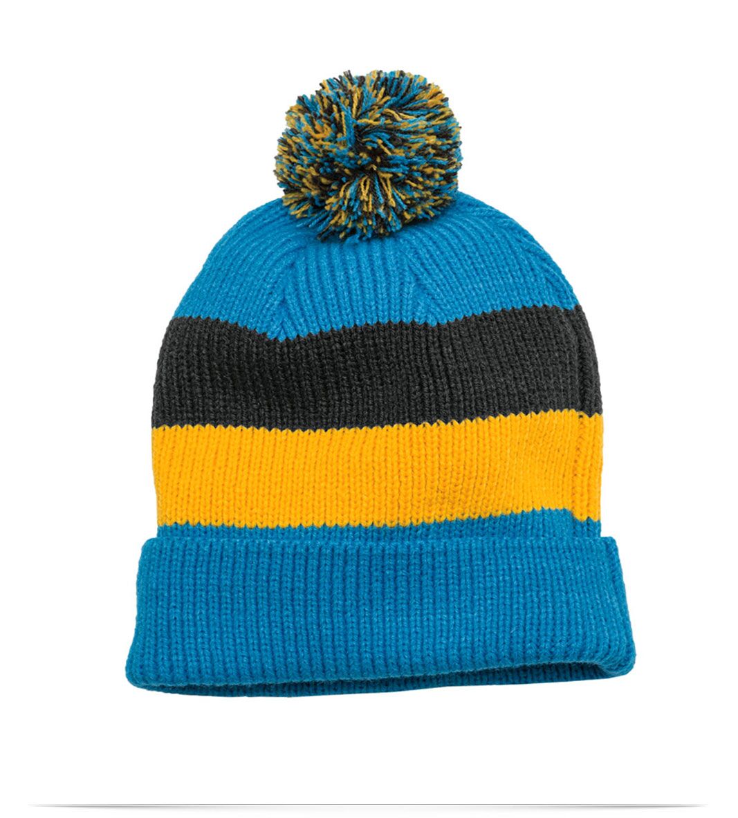 District Vintage Striped Beanie with Removable Pom