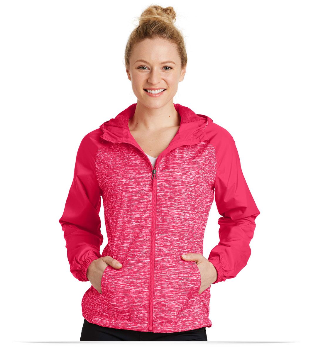 Sport-Tek Ladies Raglan Hooded Wind Jacket