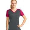 Customize Sport-Tek Ladies Colorblock V-Neck Tee
