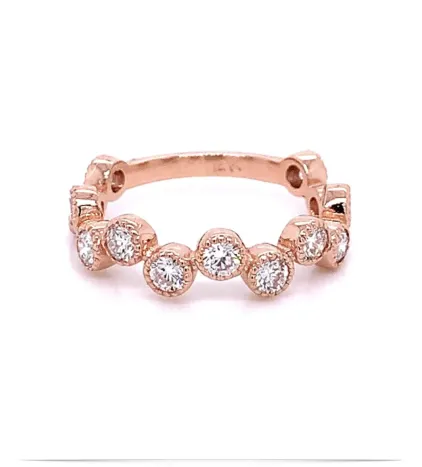 Bezel Twist Stackable Diamond Rings Rose
