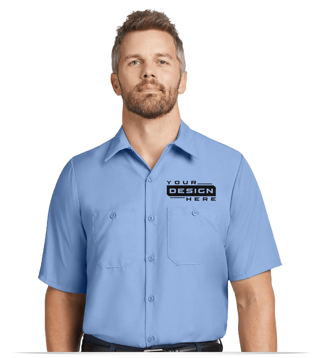 Custom Embroidered Logo Red Kap Work Shirts for Men