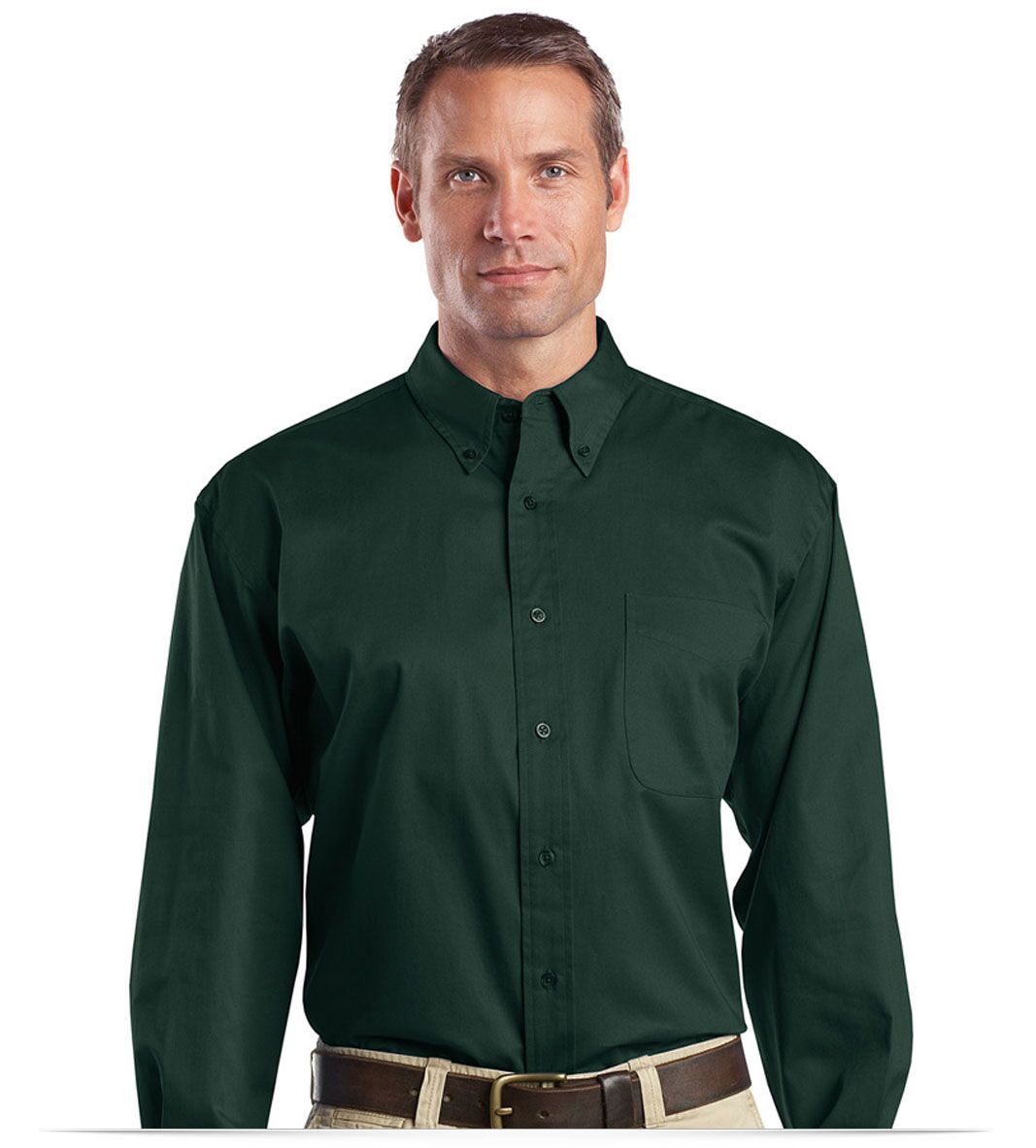 Men's Long Sleeve Twill Shirt With Embroidered Logo
