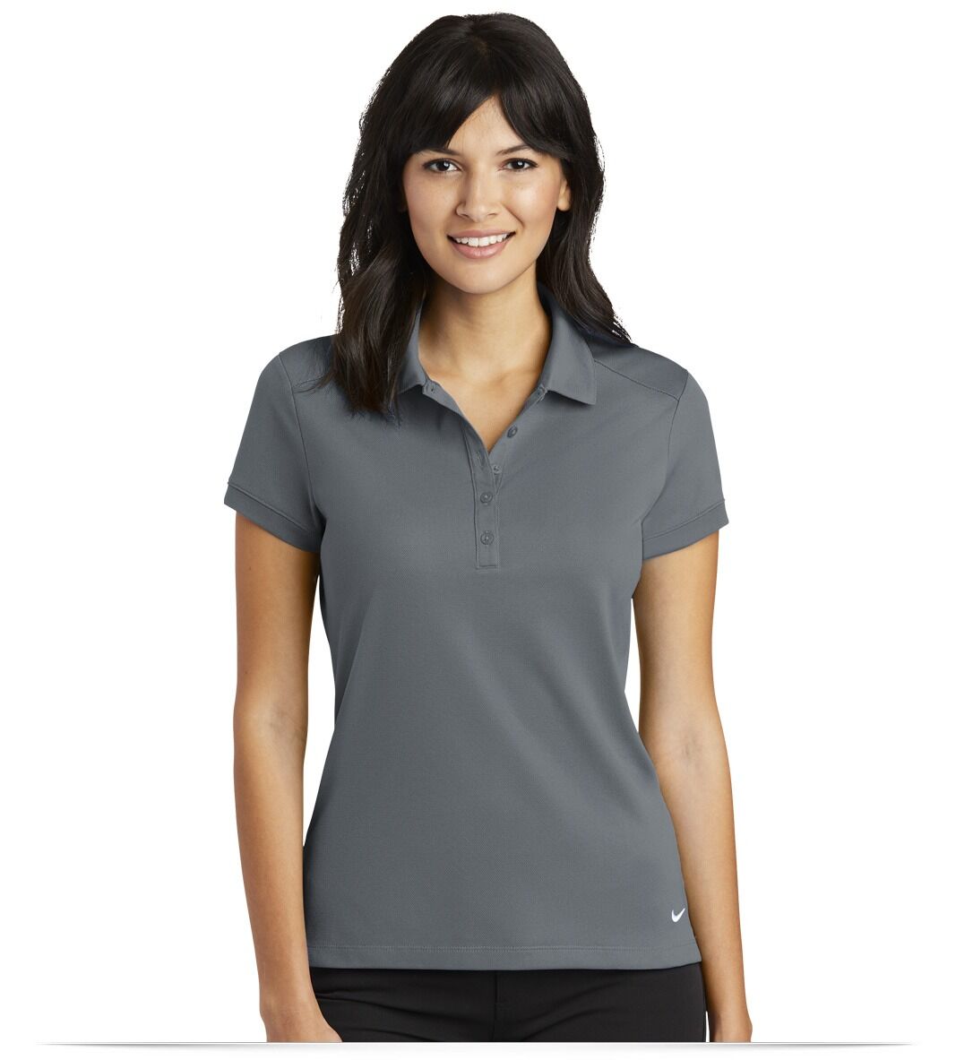 746100_darkgrey_front Nike Ladies Dri-FIT Solid Icon Pique Modern Fit Polo