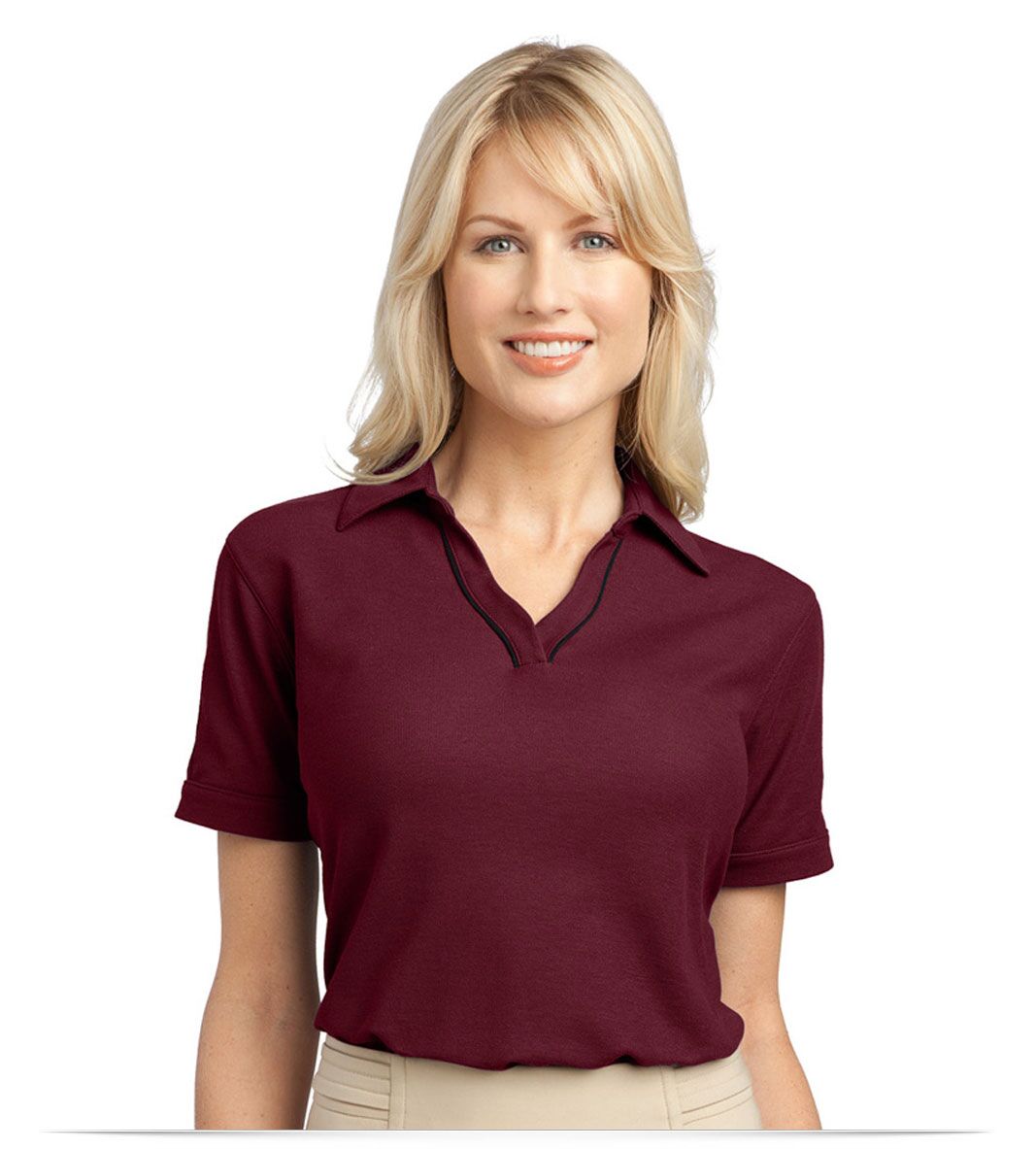 Embroidered Ladies Easy Care Tipped Polo Embroidered Ladies Easy Care Tipped Polo