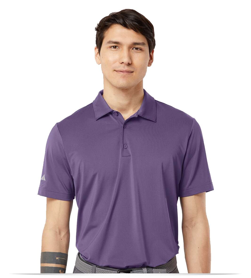 A514-Purple-Front Adidas Ultimate Solid Polo