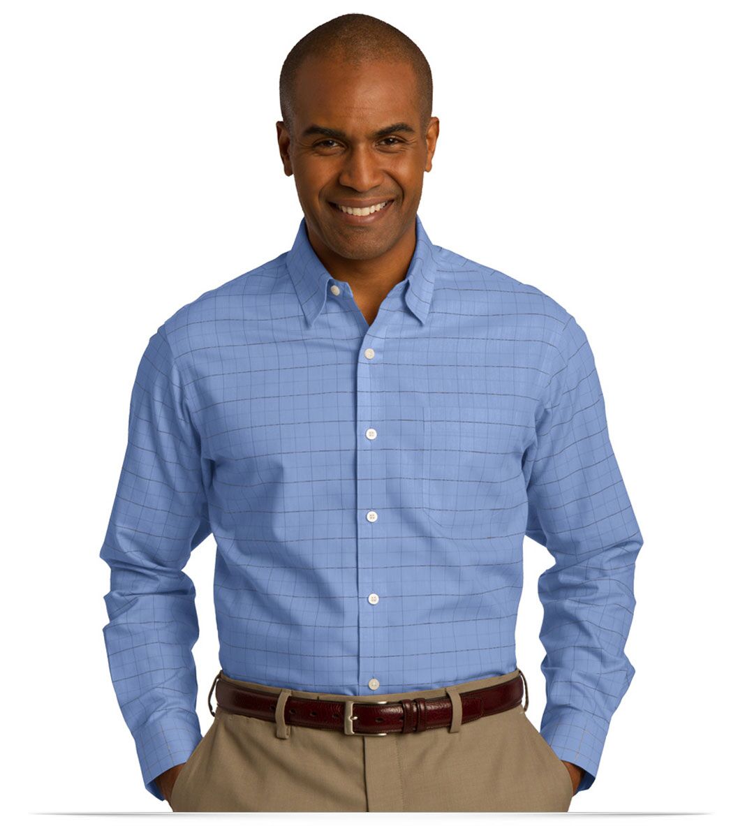 blue Red House Windowpane Plaid Non-Iron Shirt