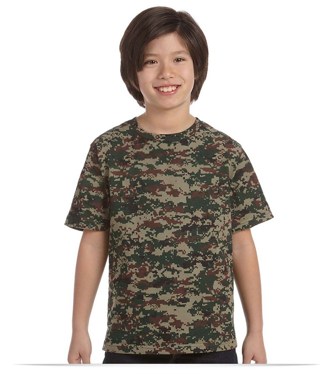 Green Digital Custom Code Five Youth Camouflage T-Shirt