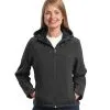 Embroidered Ladies Textured Hooded Softshell Jacket