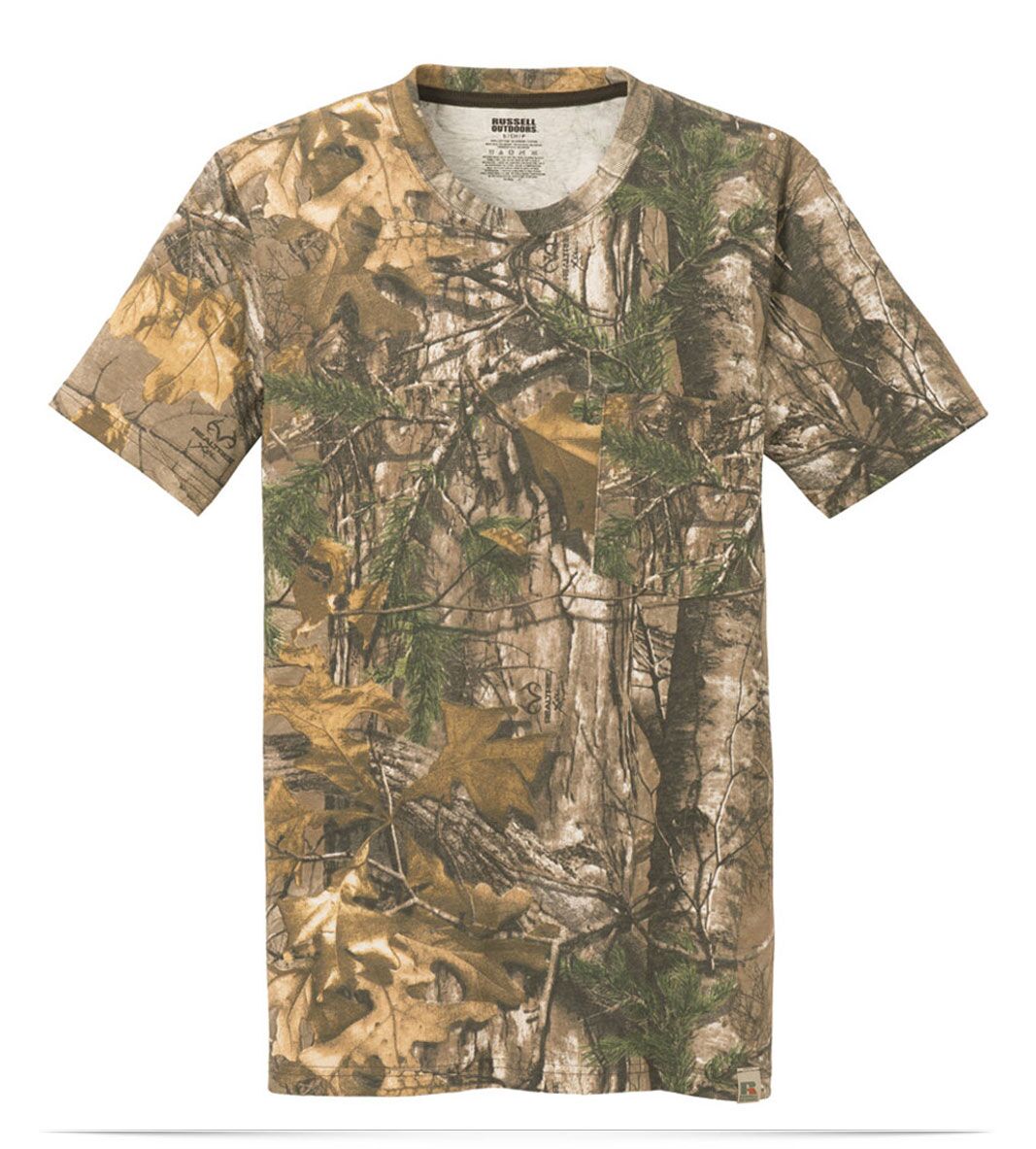 Real Tree Xtra Custom Russell Outdoors 100% Cotton T-Shirt with Pocket
