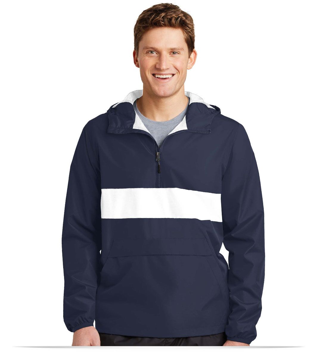 truenavywhite Sport-Tek Zipped Pocket Anorak