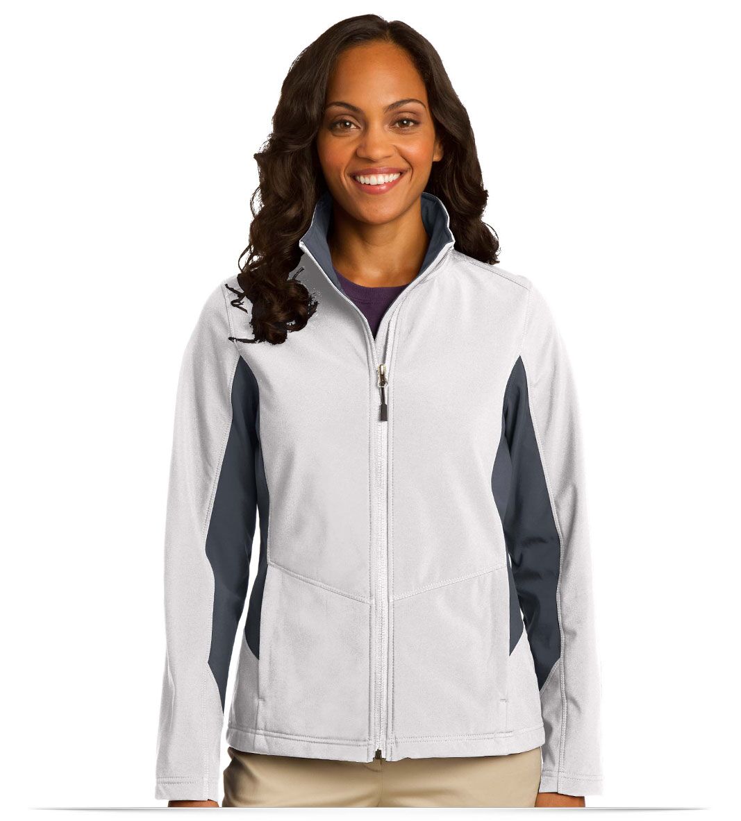 marshmallowbttlshpgrey Port Authority Ladies Core Colorblock Soft Shell Jacket