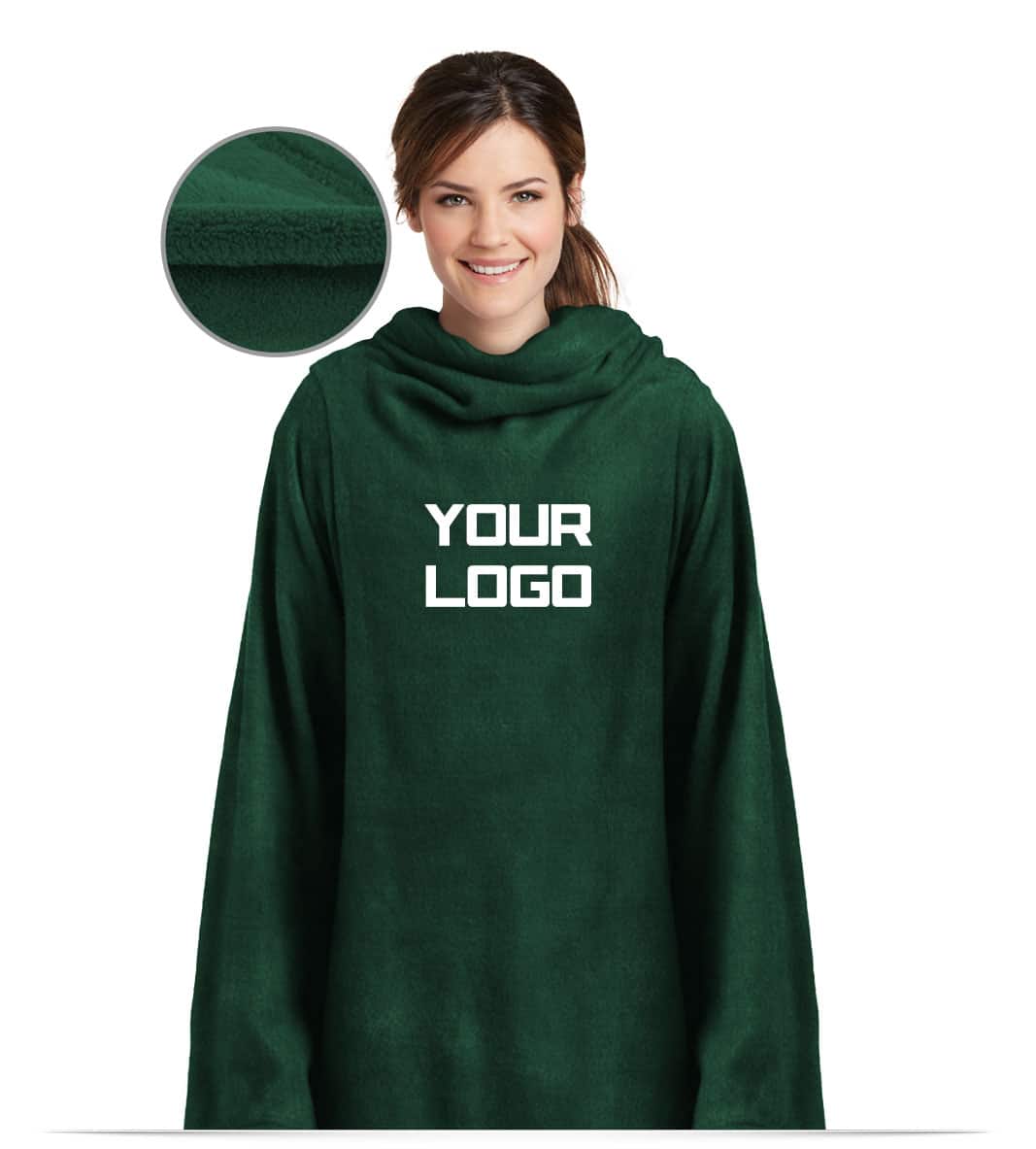 Embroidered Logo Plush Blanket with Sleeves Embroidered Logo Plush Blanket with Sleeves