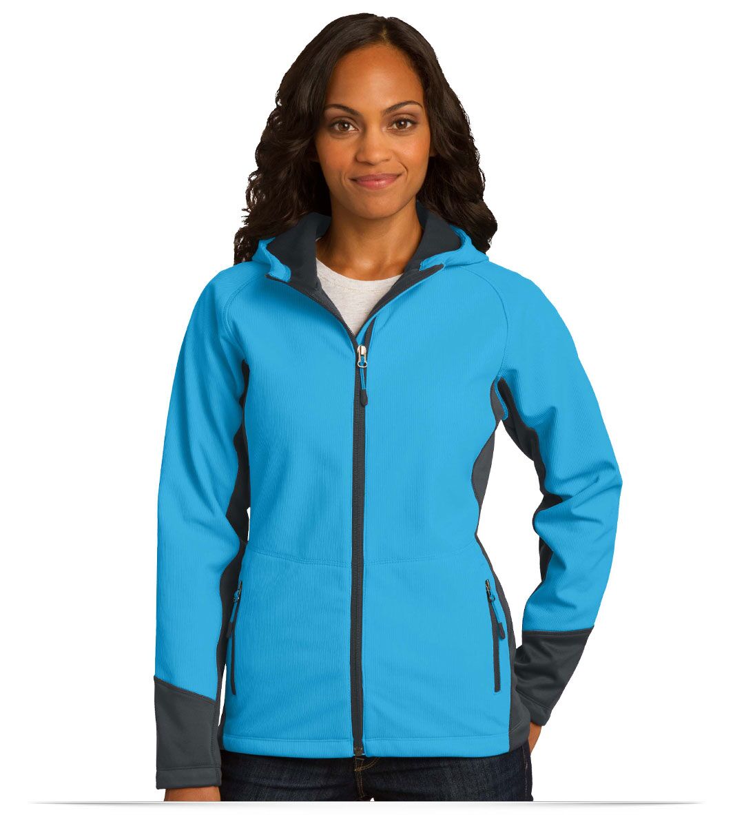 cyanbluemagnetgrey Port Authority Ladies Hooded Soft Shell Jacket