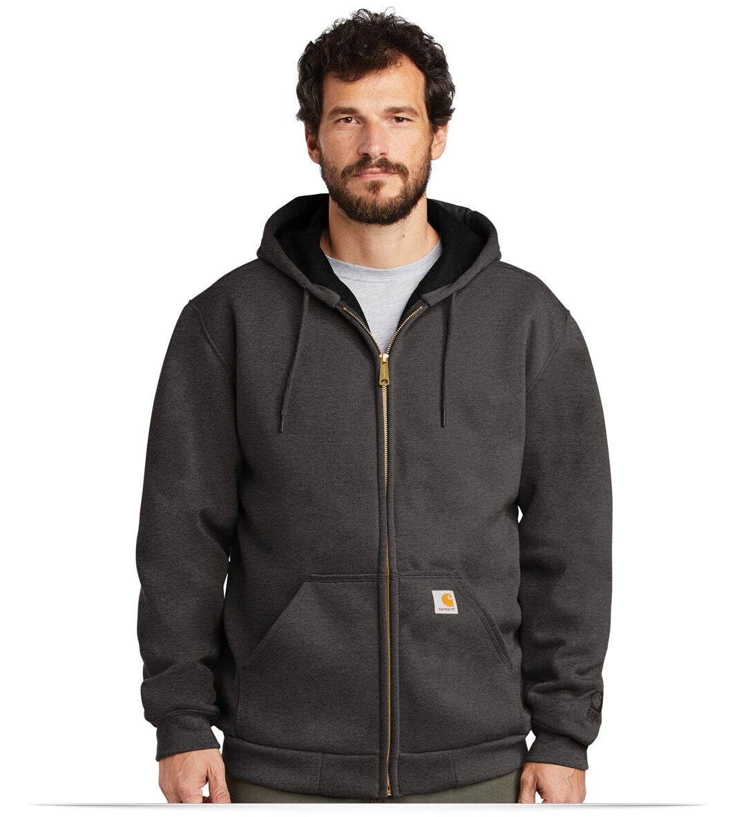 BCT100632-Heather-Front Carhartt Rain Defender Rutland Thermal-Lined Hooded Zip-Front Sweatshirt
