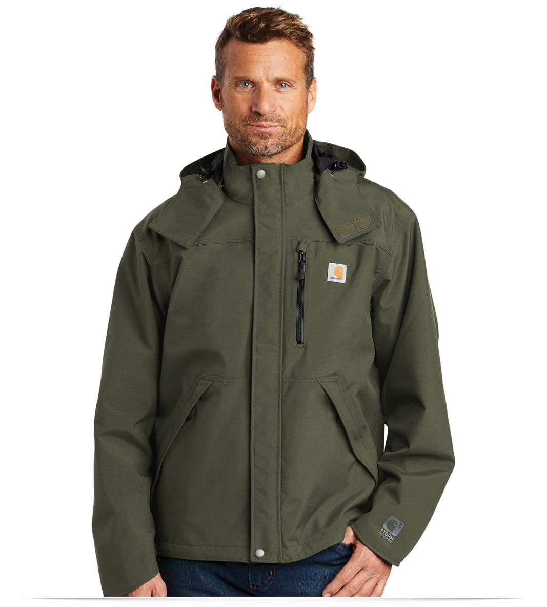 BCTJ162-Olive-Front Carhartt Shoreline Jacket