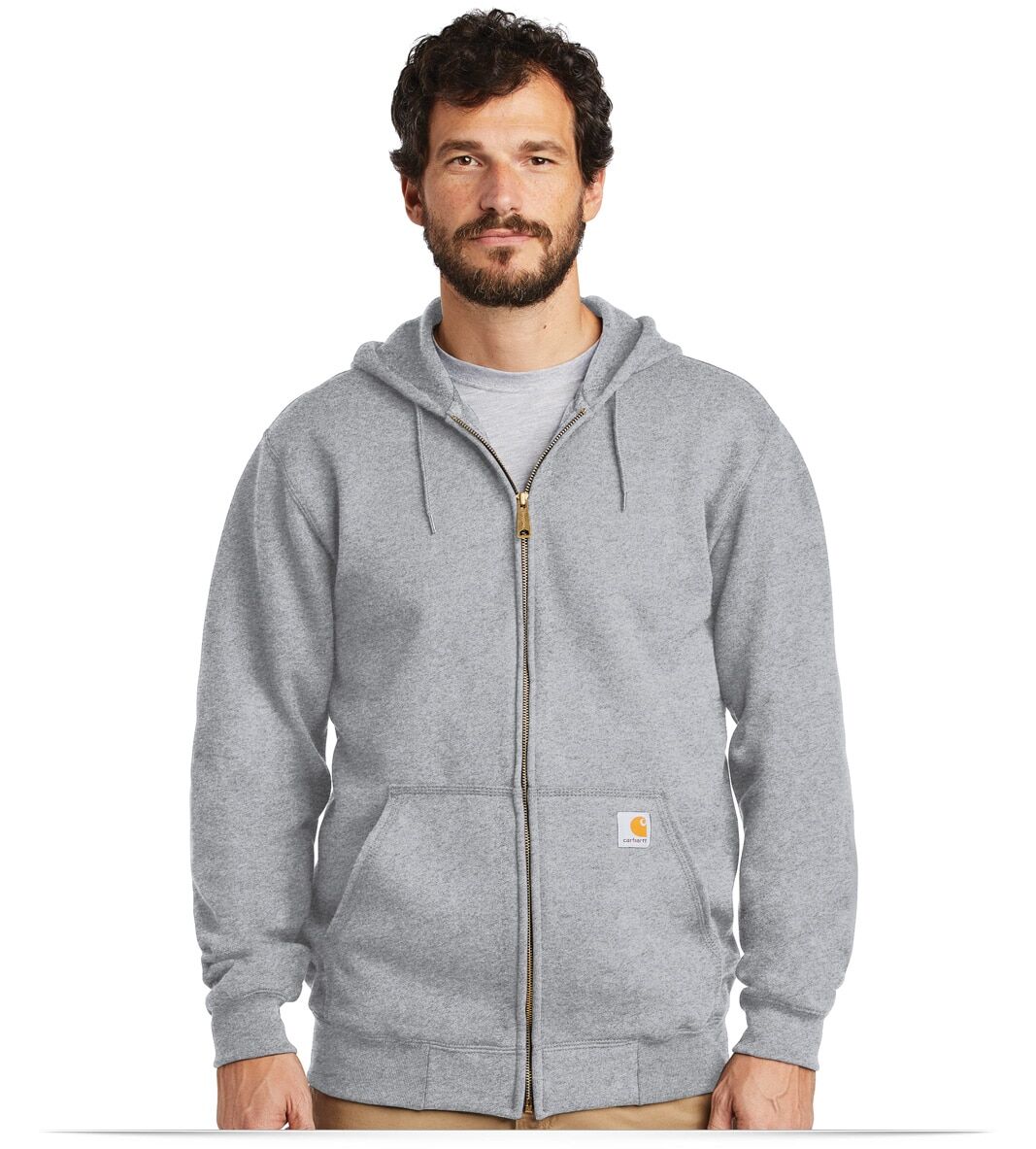 BCTK122-Grey-Front Carhartt Midweight Hooded Zip-Front Sweatshirt