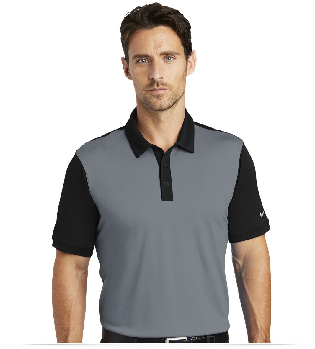 746101_darkgreyblack_front Nike Dri-FIT Colorblock Icon Modern Fit Polo