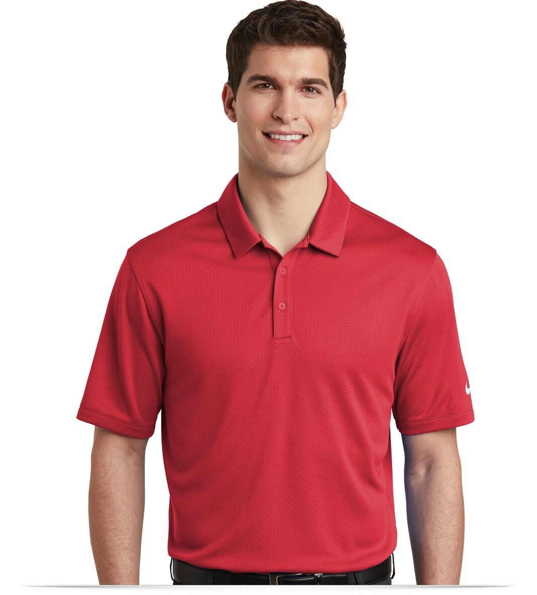 NKAH6266_gymred_front Nike Dri-FIT Hex Textured Polo