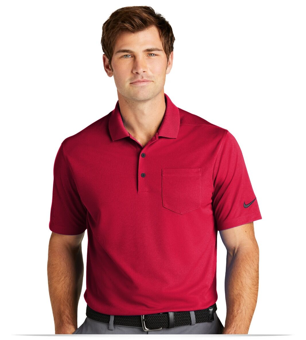 NKDC2103-universityred-front Nike Dri-FIT Micro Pique 2.0 Pocket Polo