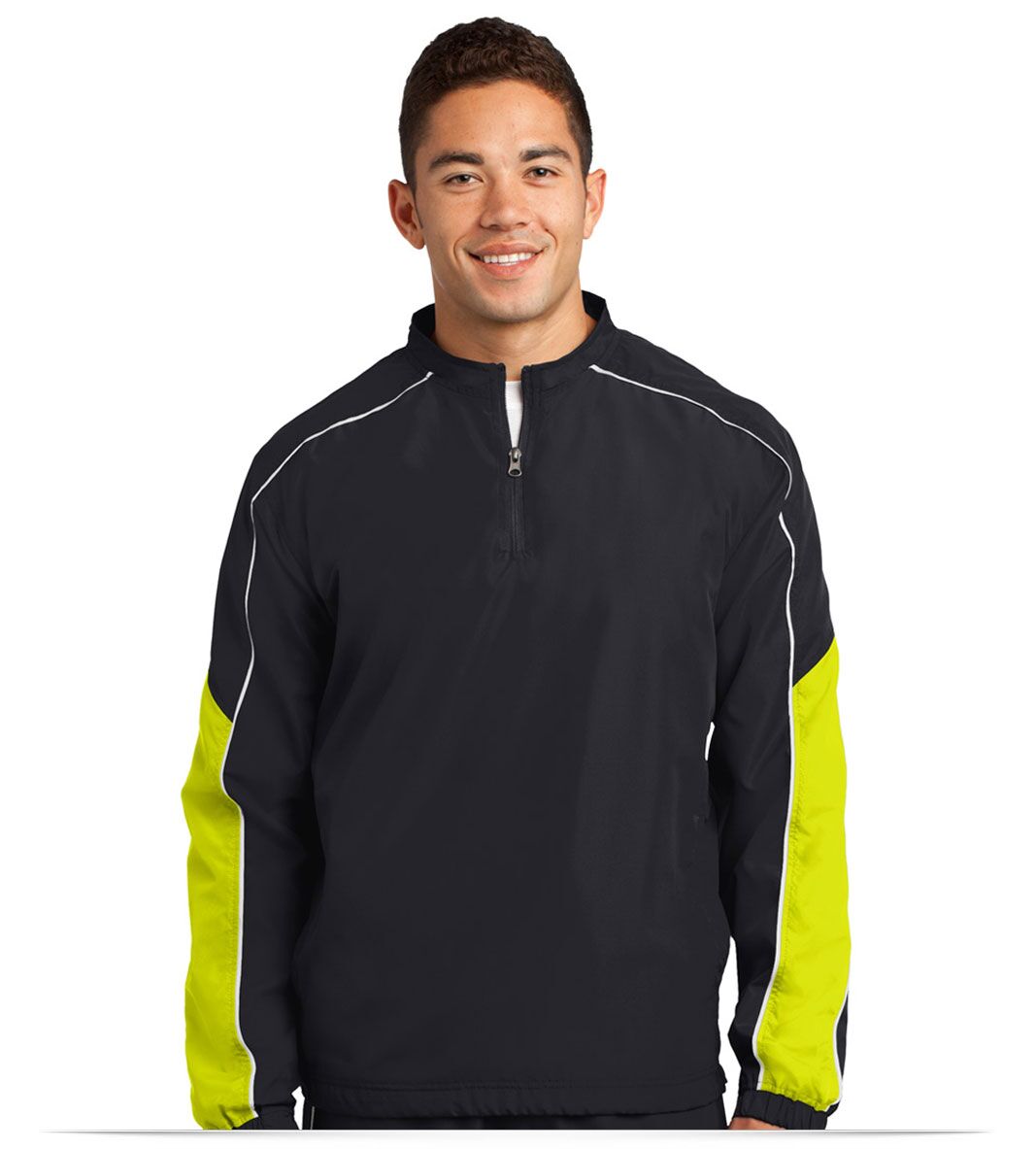 Black Tron Design Sport-Tek Piped Colorblock 1/4-Zip Wind Shirt
