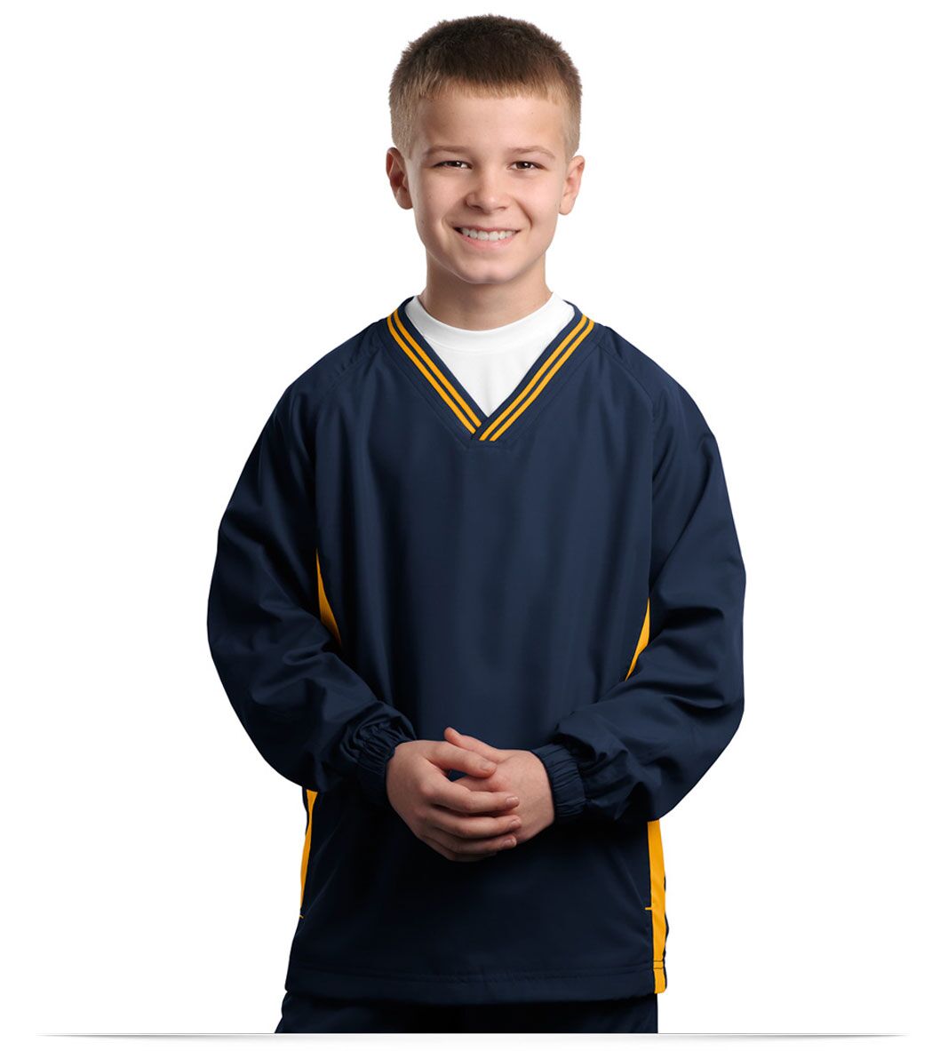Embroidered Sport-Tek Youth Tipped V-Neck Raglan Wind Shirt