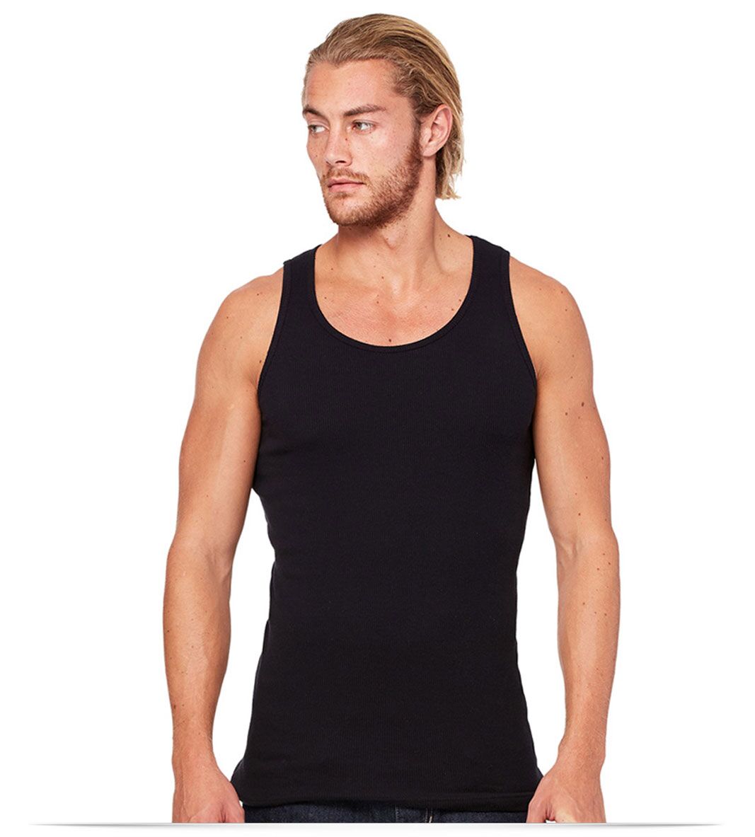Black Bella + Canvas Men’s 2×1 Rib Tank